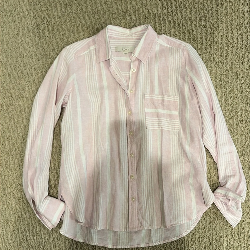 NWOT Loft pink and white button up shirt bundle 3/$15
